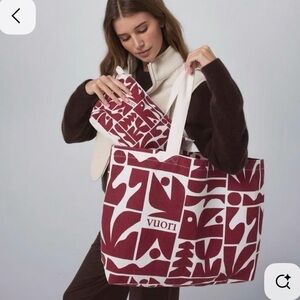 Vuori Burgundy and White holiday 2025 Tote Bag